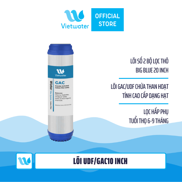 Bộ lõi thô 123 10 inch Vietwater – bộ lõi 123 10 inch (PP-UDF-CTO) dùng cho máy lọc nước UF/RO, bộ lọc thô