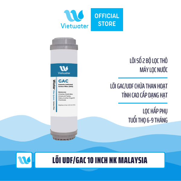 Bộ lõi thô 123 10 inch Vietwater NK (made in Malaysia) (PP-UDF-CTO) - lõi UDF Resin 10 inch Vietwater NK (made in Malaysia) dùng cho máy lọc nước UF/RO, bộ lọc thô