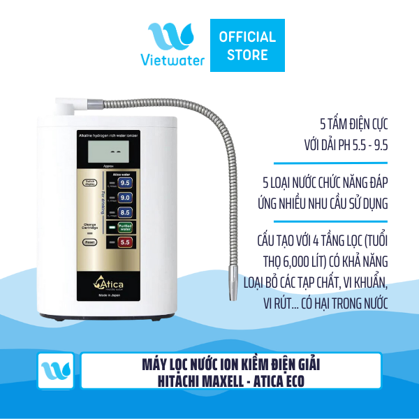Máy lọc nước ion kiềm điện giải Hitachi Maxell-Atica Eco