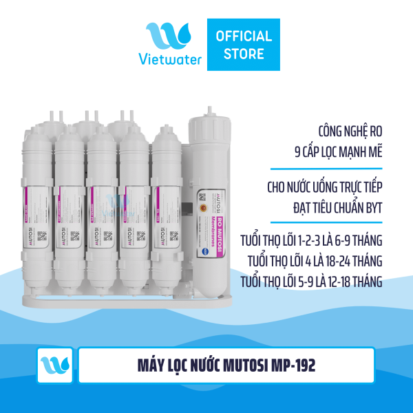 Máy lọc nước Mutosi MP-192 9 lõi không tủ, để gầm, công suất 15L/H – Bình áp trong máy