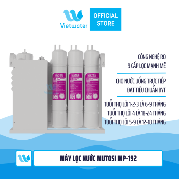 Máy lọc nước Mutosi MP-192 9 lõi không tủ, để gầm, công suất 15L/H – Bình áp trong máy