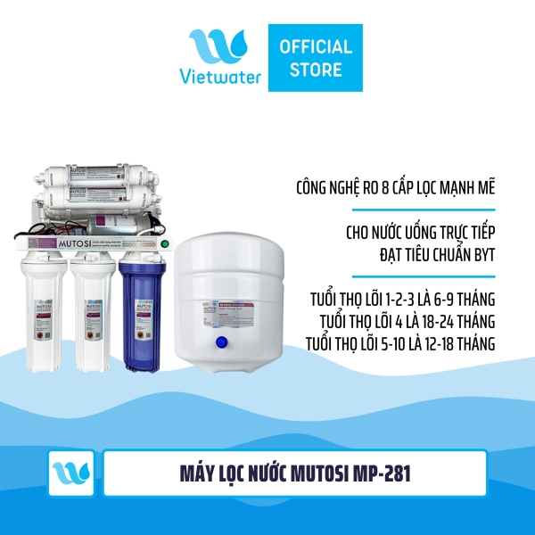Máy lọc nước Mutosi MP-281 8 lõi không tủ, để gầm, công suất 15l/h