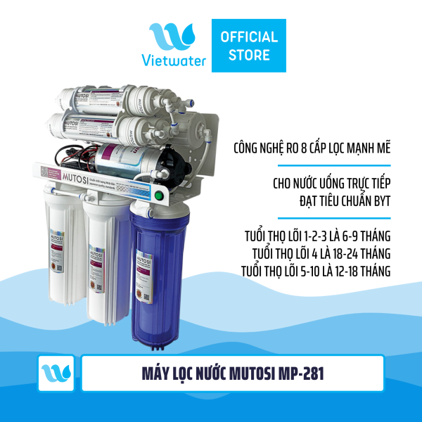 Máy lọc nước Mutosi MP-281 8 lõi không tủ, để gầm, công suất 15l/h