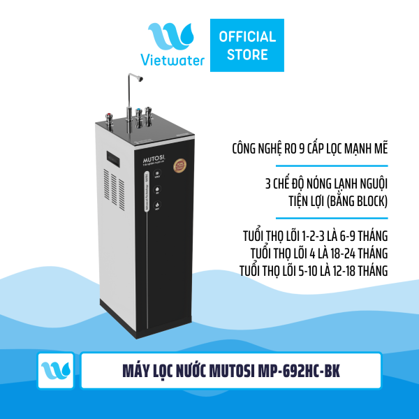 Máy lọc nước nóng lạnh nguội Mutosi MP-692HC-BK 9 lõi, công suất 10l/h