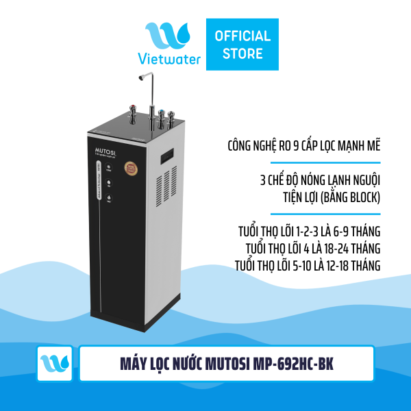Máy lọc nước nóng lạnh nguội Mutosi MP-692HC-BK 9 lõi, công suất 10l/h