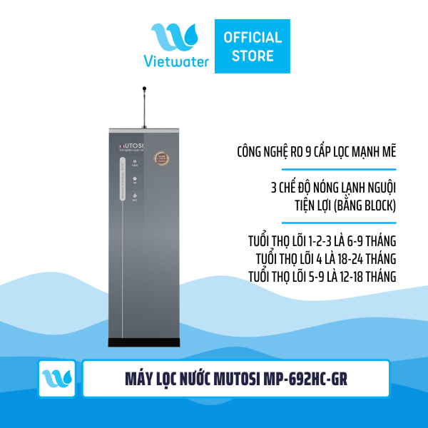 Máy lọc nước nóng lạnh nguội Mutosi MP-692HC-GR 9 lõi, công suất 10l/h