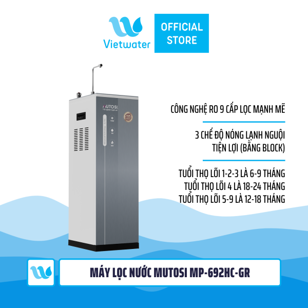 Máy lọc nước nóng lạnh nguội Mutosi MP-692HC-GR 9 lõi, công suất 10l/h