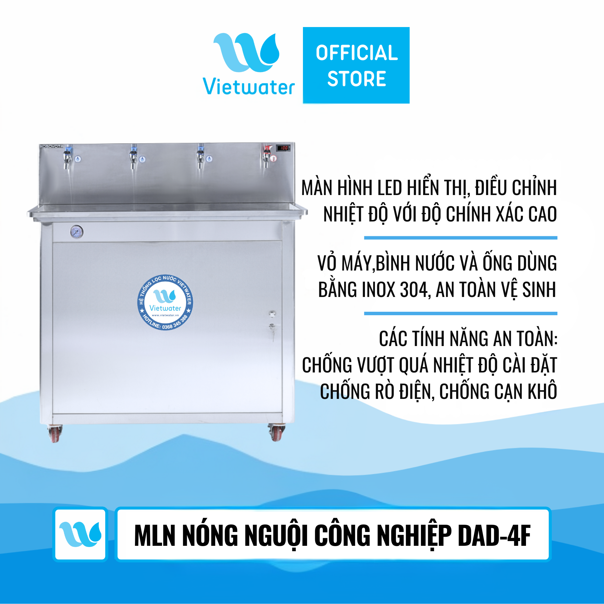 Máy lọc nước nóng nguội công nghiệp VIETWATER DAD-4F