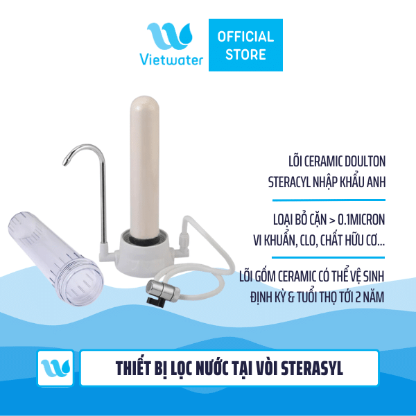 Thiết bị lọc nước tại vòi để bàn Vietwater Sterasyl TC1CER-STS – Thiết bị lọc nước lắp trên bồn rửa, Máy lọc nước Nano Ceramic