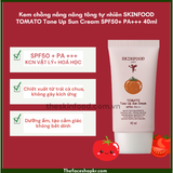  Kem chống nắng cà chua nâng tông SKINFOOD TONE UP SUN CREAM  SPF50+ PA+++ 40ml 