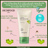  Kem chống nắng vật lý chiết xuất quả mọng dịu nhẹ chống tia UV bụi mịn SKINFOOD BERRY SOOTHING SUN CREAM SPF 50+ PA++++  50ml 