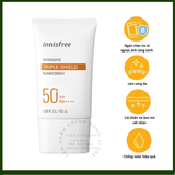  Kem chống nắng độ bám dính cao không gây bết dính INNISFREE INTENSIVE TRIPLE-SHIELD SUNCREEN 50+ SPF  PA+++ 50ml 