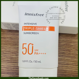  Kem chống nắng độ bám dính cao không gây bết dính INNISFREE INTENSIVE TRIPLE-SHIELD SUNCREEN 50+ SPF  PA+++ 50ml 