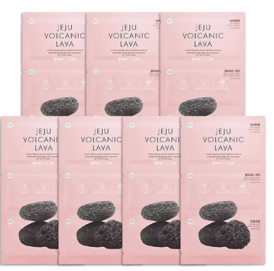 Mặt Nạ Làm Sạch Mụn Đầu Đen Vùng Mũi THE FACE SHOP Jeju Volcanic Lava 3-Step Impurity-Rem Moving Nose Strip Kit