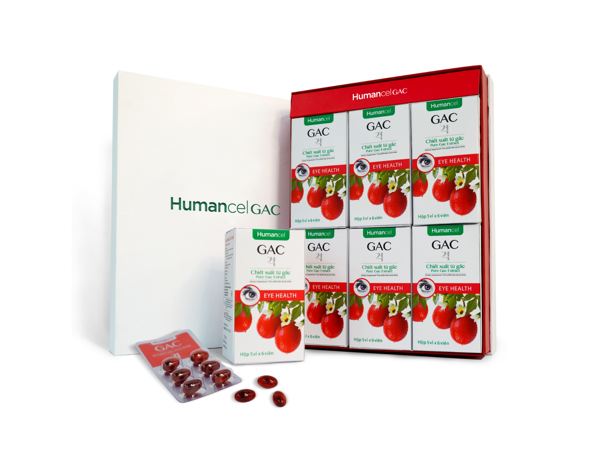 Viên uống bổ mắt HUMANCEL GAC tăng cường thị lực, cải thiện khô, nhức, mỏi mắt, làm chậm quá trình lão hóa, tăng sức đề kháng (hộp 30 viên) | Humancel GAC Gac 오일 , 블리스터포장 30캡슐