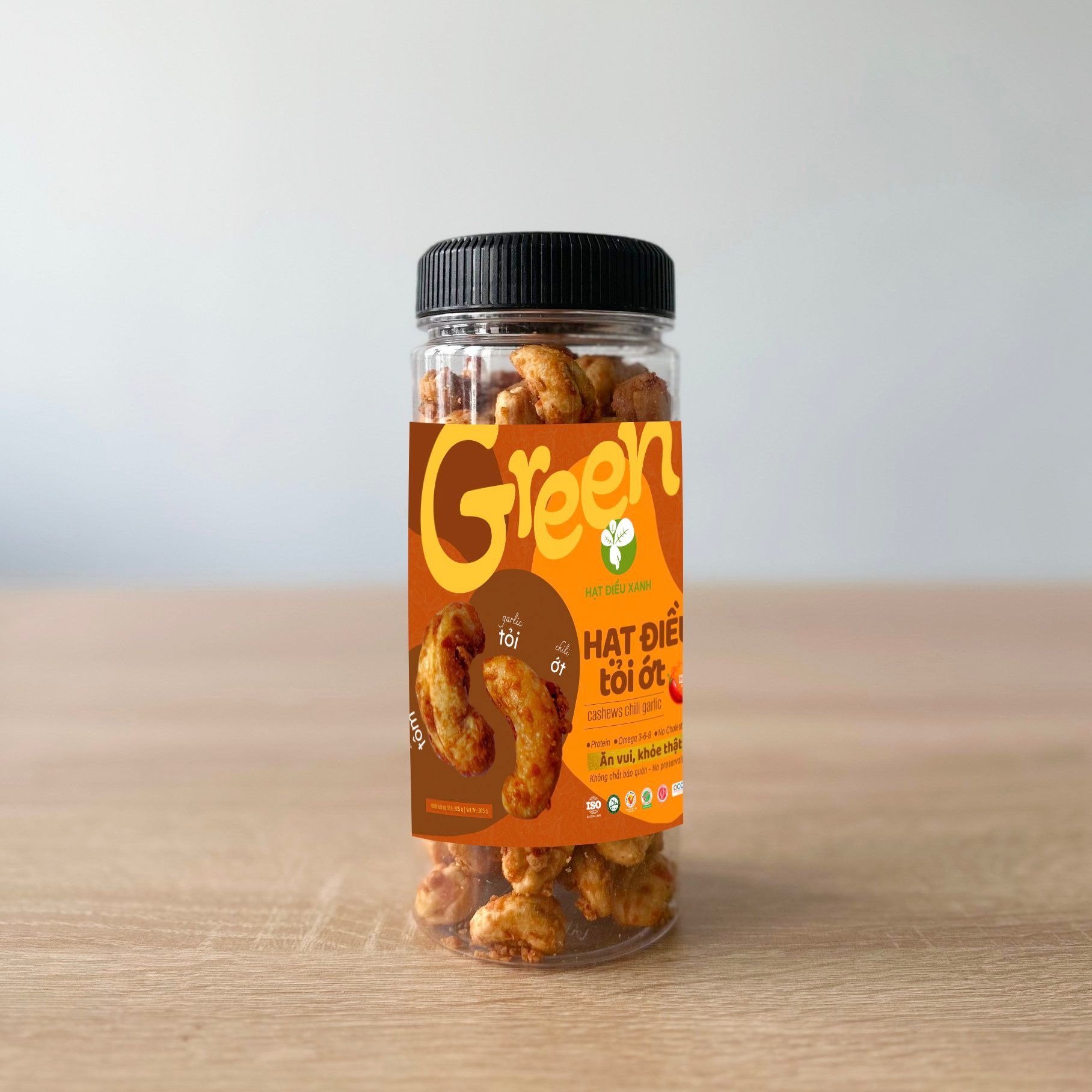 HẠT ĐIỀU XANH GREEN CASHEW - Hạt điều tỏi ớt 205g