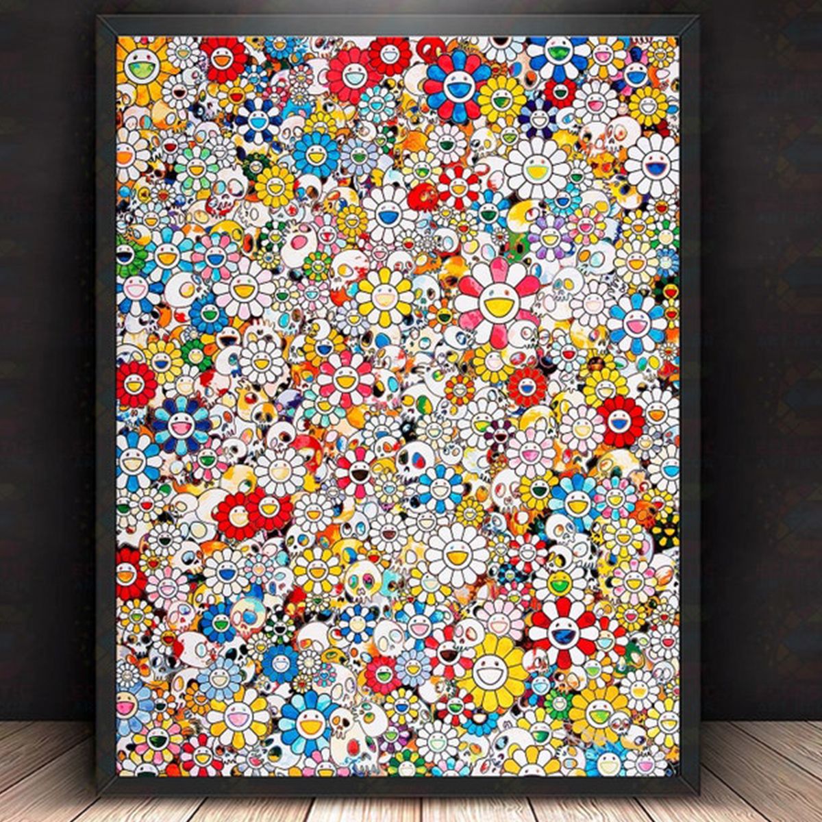 Tranh Nghệ Thuật Takashi Murakami Skulls & Flowers Multicolor