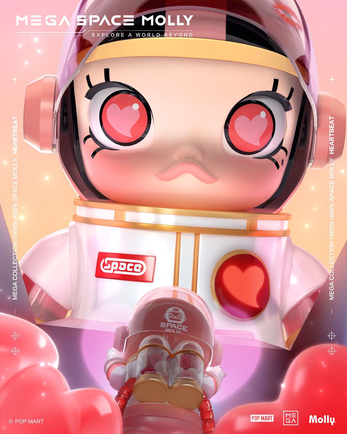 Popmart Mega Space Molly Heartbeat Đồ Chơi Mô Hình Cao Cấp Size 1000% Chính Hãng
