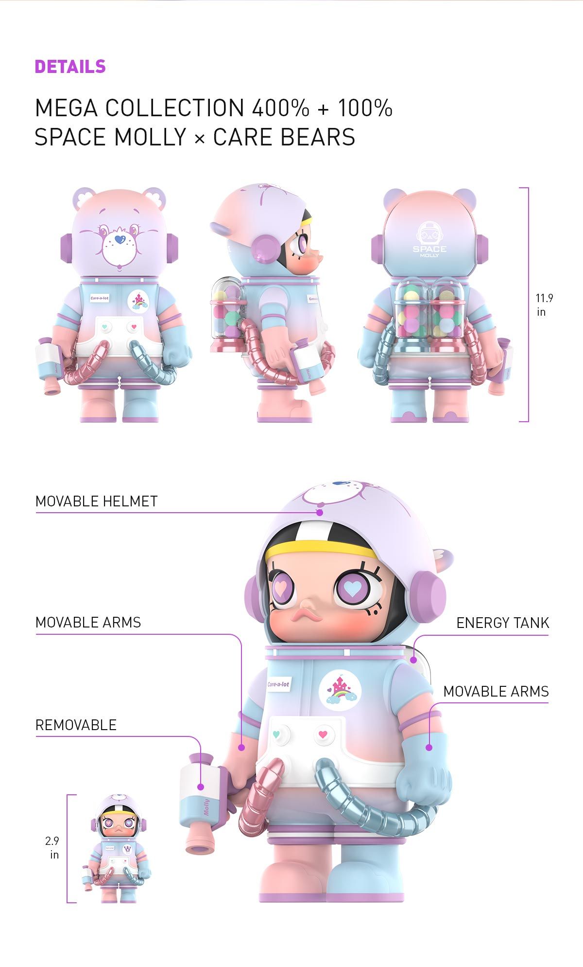 Popmart Mega Space Molly Care A Lot Bear 400% & 100% Đồ Chơi Mô Hình Cao Cấp
