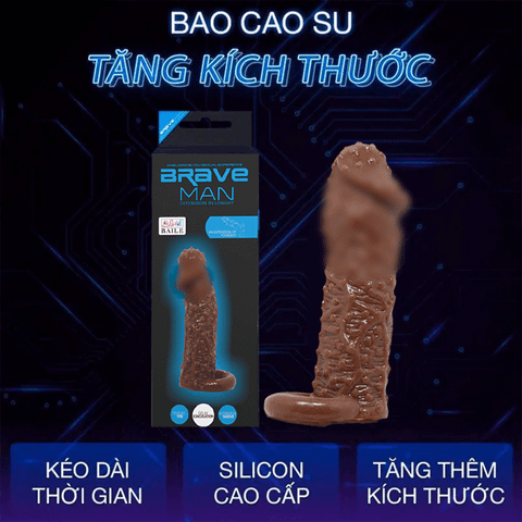 Bao cao su Baile Braveman dài 14cm có gai nổi và quai đeo