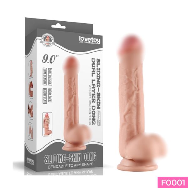 Dương vật giả dính tường Lovetoy Sliding Skin Dong có bìu dài 9.0