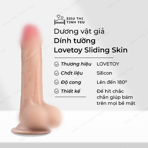 Dương vật giả dính tường Lovetoy Sliding Skin có bìu dài 7.0