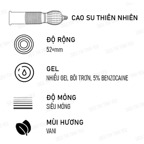 Bao cao su OLO Gamma Vàng mình gai hạt nổi nhỏ kéo dài thời gian Hộp 10 cái