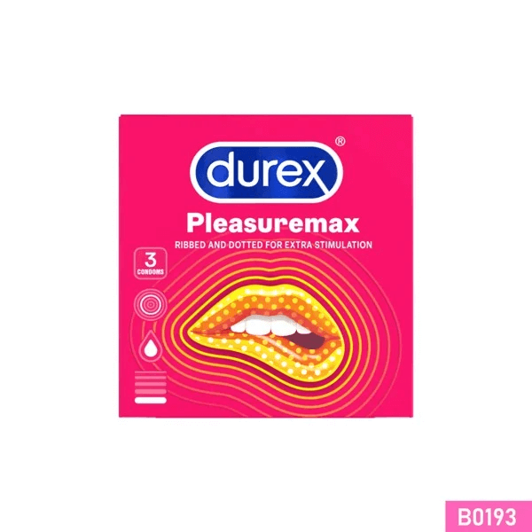 Bao cao su Durex Pleasuremax thân gân và gai hạt nổi nhỏ Hộp 3 cái