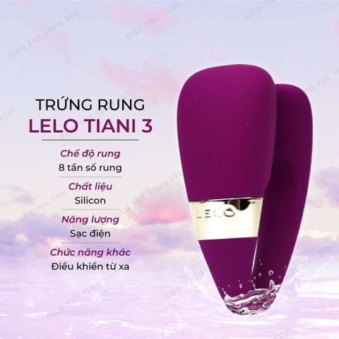 Trứng rung LeLo Tiani 3 điều khiển từ xa 8 chế độ rung pin sạc màu tím
