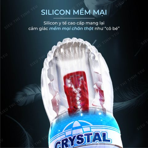 Âm đạo giả cầm tay Crystal Kouga trong suốt