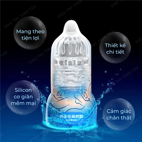 Âm đạo giả cầm tay Leten Nipple Sucking Cup Blue Mini hình núm vú trong suốt