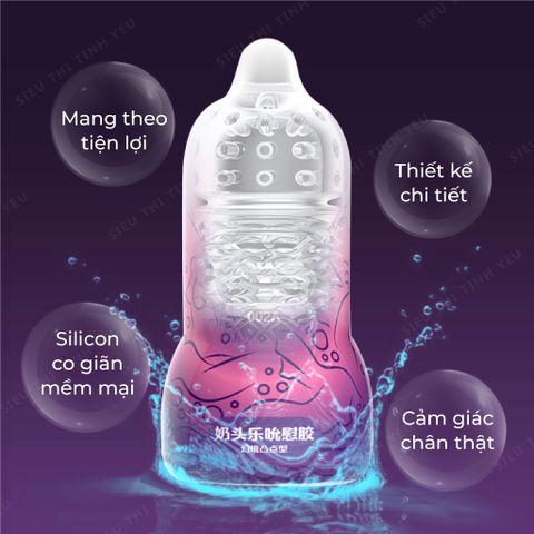 Âm đạo giả cầm tay Leten Nipple Sucking Cup Purple mini hình núm vú trong suốt