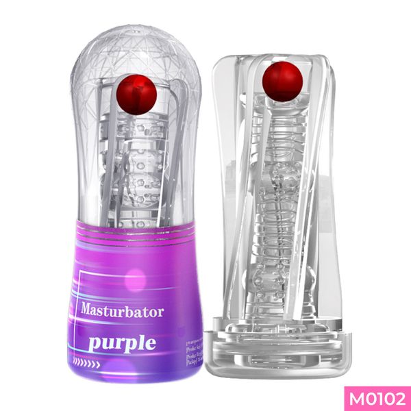 Âm đạo giả cầm tay Masturbator Purple trong suốt