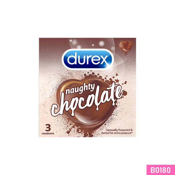 Bao cao su Durex Naughty Chocolate mình gai hạt nổi nhỏ, mùi sô cô la Hộp 3 cái