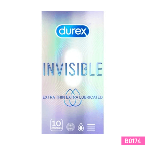 Bao cao su Durex Invisible siêu mỏng nhiều chất bôi trơn Hộp 10 cái
