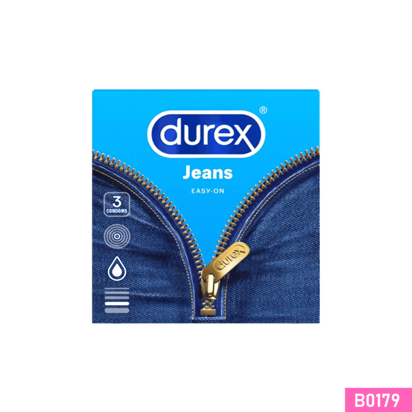 Bao cao su Durex Jeans kiểu dáng ôm sát nhiều chất bôi trơn Hộp 3 cái