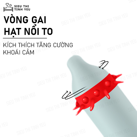 Bao cao su OLO Rồng Lân vòng gai hạt to có bi mềm 1.5cm hộp 1 cái