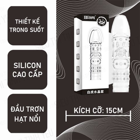 Bao cao su Aichao dài 15cm đầu trơn thân gân tròn hạt nổi nhỏ và to