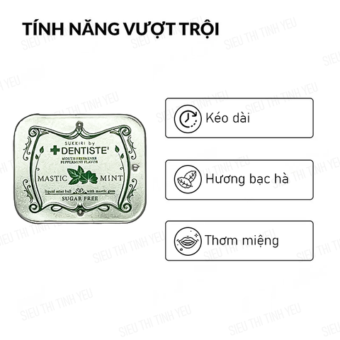 Kẹo ngậm BJ Love Mint by Dentiste Mastic Mint kéo dài thời gian hương bạc hà hộp 20 viên