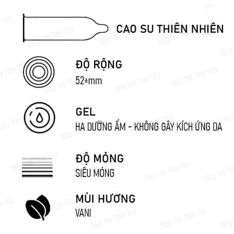 Bao cao su OLO Zero HA For Man siêu mỏng nhiều gel bôi trơn Hộp 10 cái