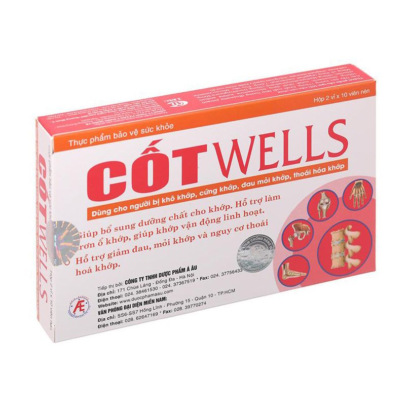 Cốt Wells hộp 20 viên - Hỗ trợ bổ sung dưỡng chất, tăng cường dịch khớp, giúp bôi trơn ổ khớp