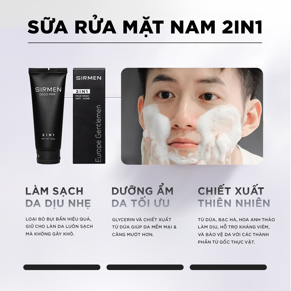 Bộ quà tặng cho nam NAPOLI EUROPE Gồm Sữa tắm gội nam 4in1 350g & Sữa rửa mặt nam 2in1 100g hương nước hoa SIRMEN Europe Gentlemen