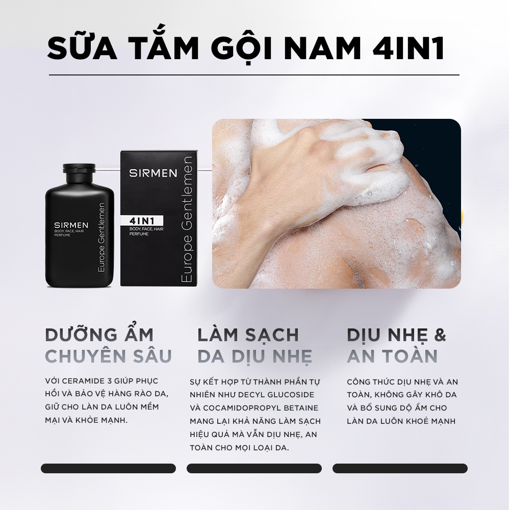 Bộ quà tặng cho nam PARIS EIFFEL Sữa tắm gội nam - Nước hoa nam - Dầu gội - Dung dịch vệ sinh - Sữa rửa mặt - Son dưỡng SIRMEN nguyên liệu tự nhiên Europe Gentlemen