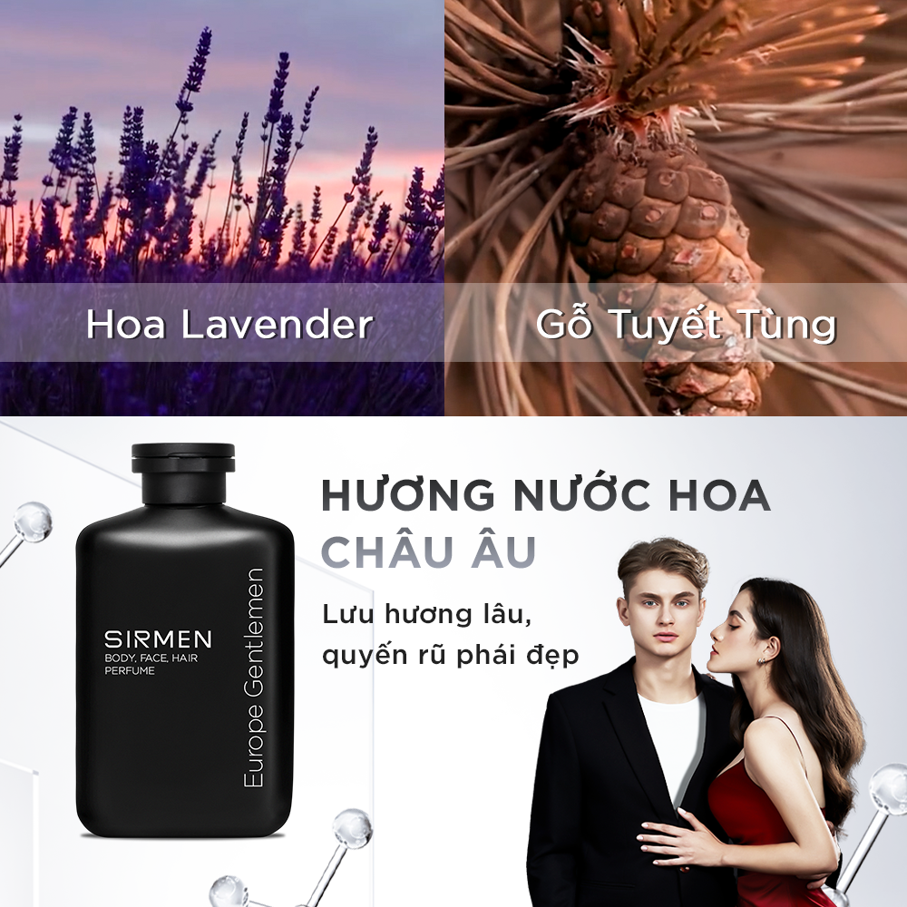 Bộ quà tặng cho nam PARIS EIFFEL Sữa tắm gội nam - Nước hoa nam - Dầu gội - Dung dịch vệ sinh - Sữa rửa mặt - Son dưỡng SIRMEN nguyên liệu tự nhiên Europe Gentlemen