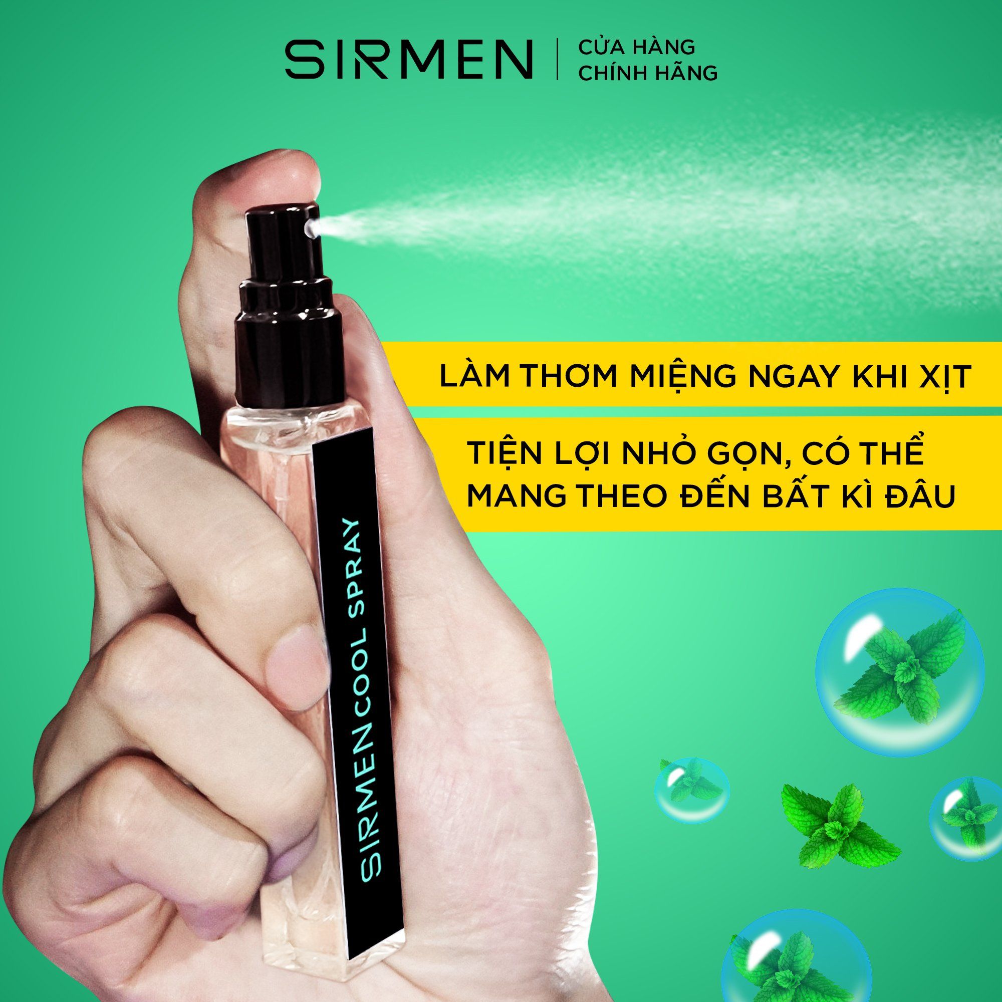 Combo BARCELONA EUROPE gồm Xịt thơm miệng Mint Cool Spray bạc hà & 01 chai Nước hoa nam SIRMEN 10ml Eau de Parfum Europe