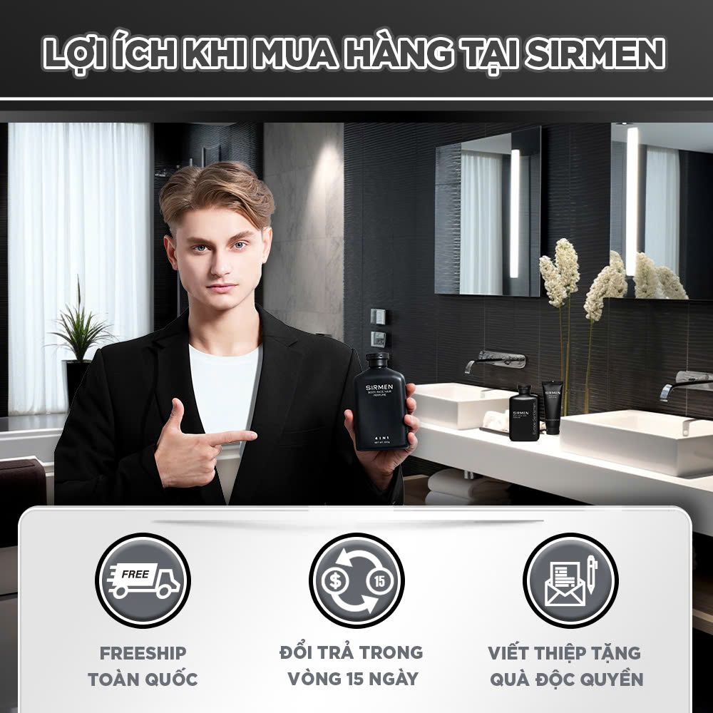 Bộ quà tặng cho nam MANC CLUB gồm Sữa tắm gội nam - Sữa rửa mặt nam - Dung dịch vệ sinh nam và Nước hoa nam 10ml hương nước hoa SIRMEN Europe Gentlemen