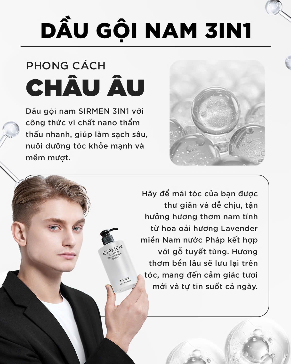 Bộ quà tặng cho nam PARIS EIFFEL Sữa tắm gội nam - Nước hoa nam - Dầu gội - Dung dịch vệ sinh - Sữa rửa mặt - Son dưỡng SIRMEN nguyên liệu tự nhiên Europe Gentlemen