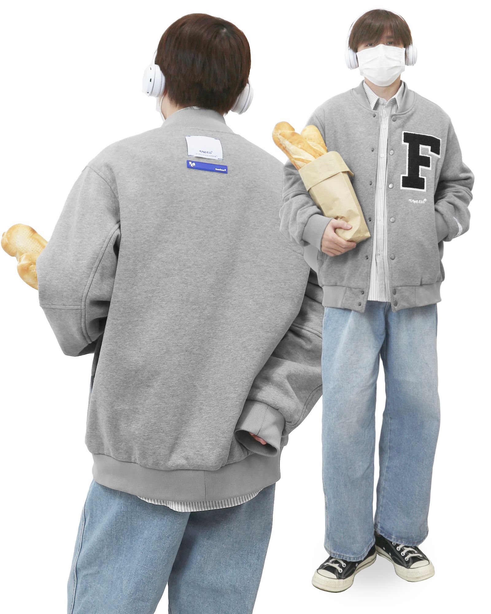 FEARLESS F Logo basic varsity jacket