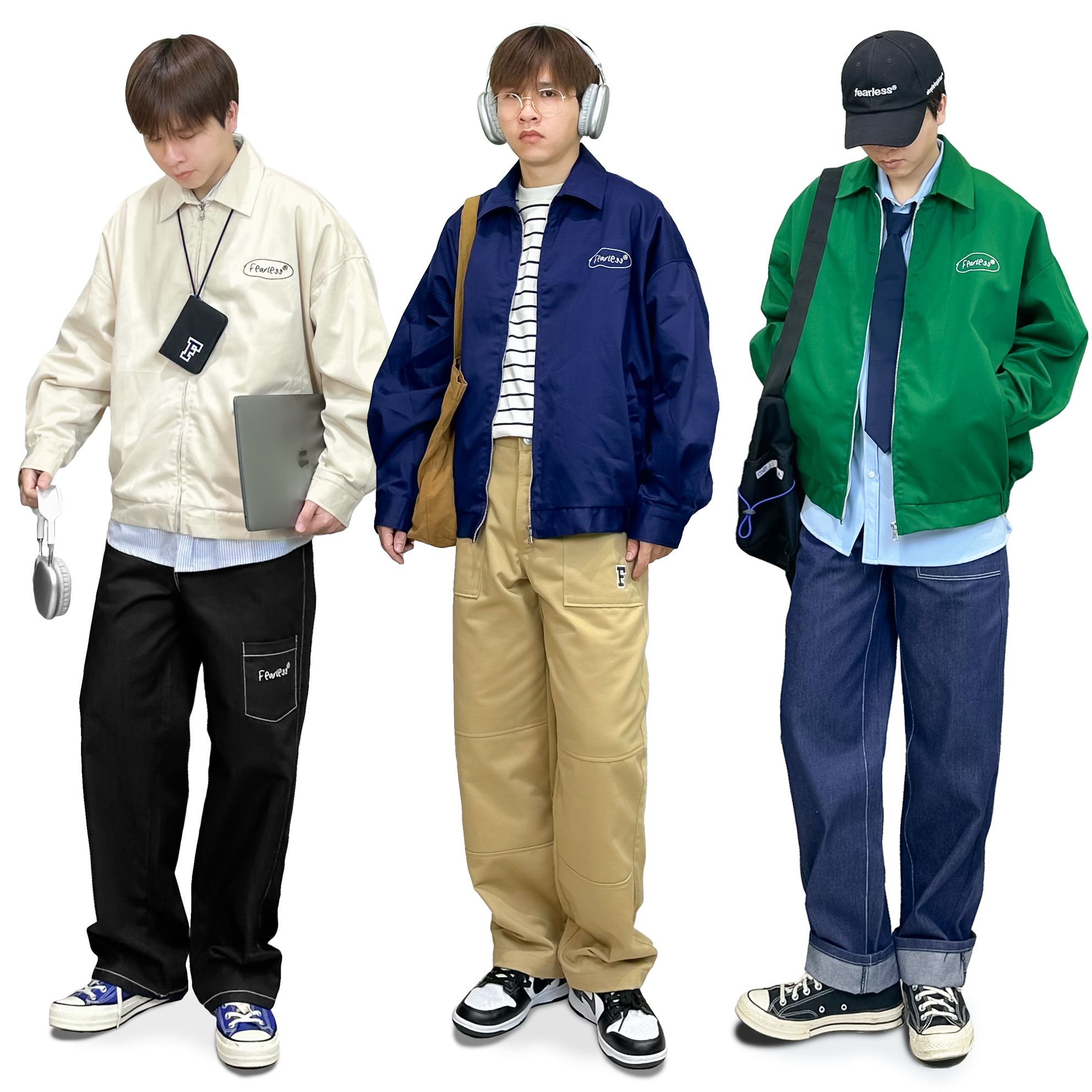 FEARLESS Oval Logo kaki zip jacket