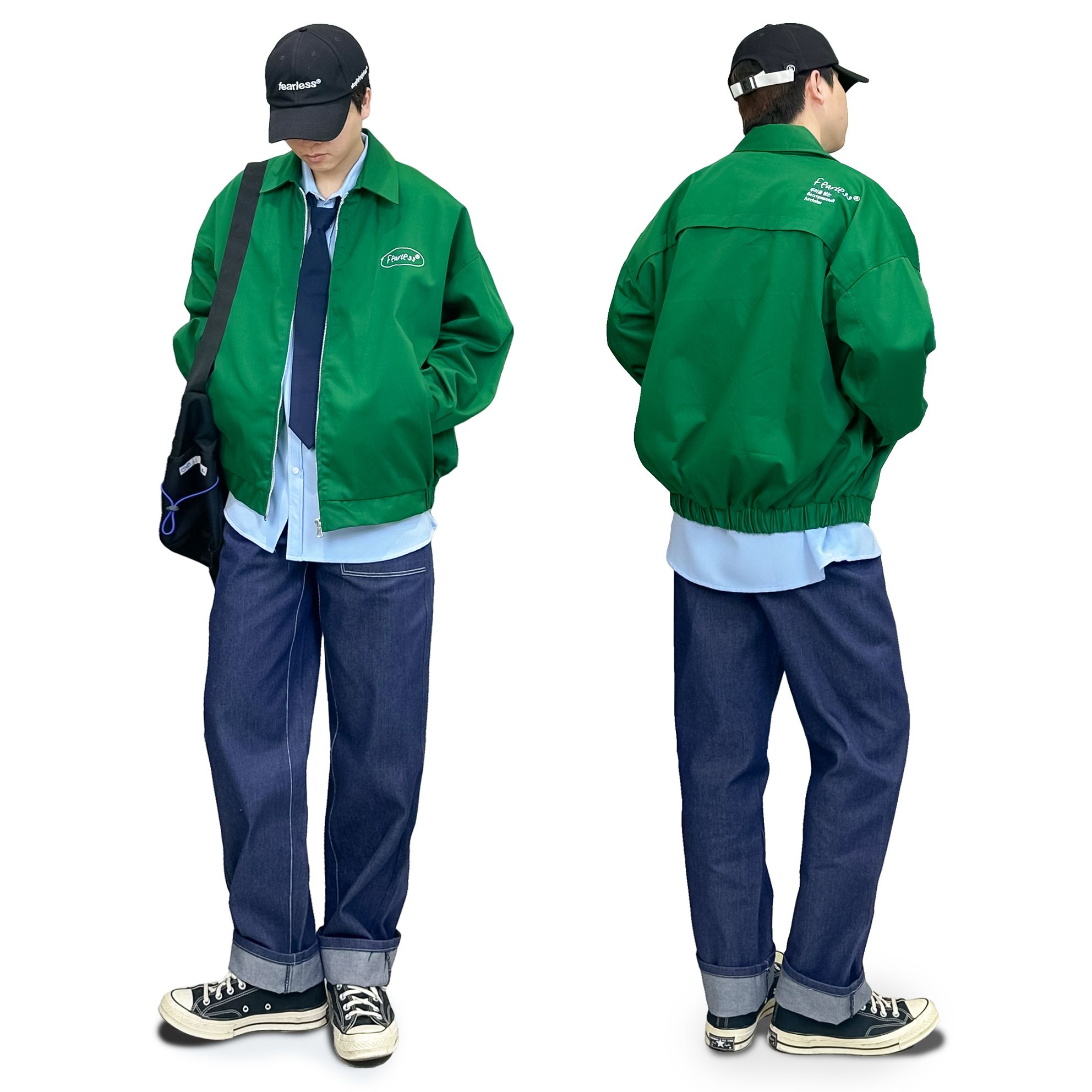FEARLESS Oval Logo kaki zip jacket